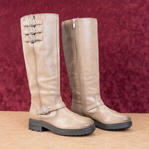 Lucky Brand Women Citere Stone Leather Zip Riding Moto Tall Boots 8US EUR 39